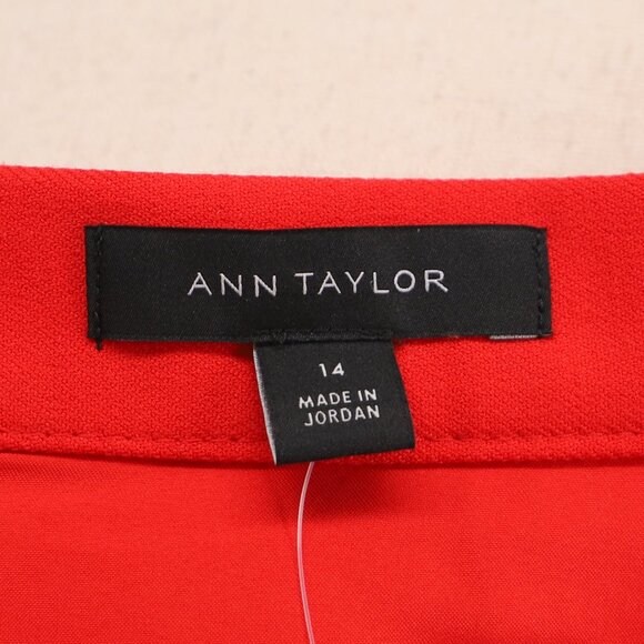 NWT ANN TAYLOR Button Embellished A-Line Wrap Skirt Bright Cherry Red Size 14 - Picture 6 of 10